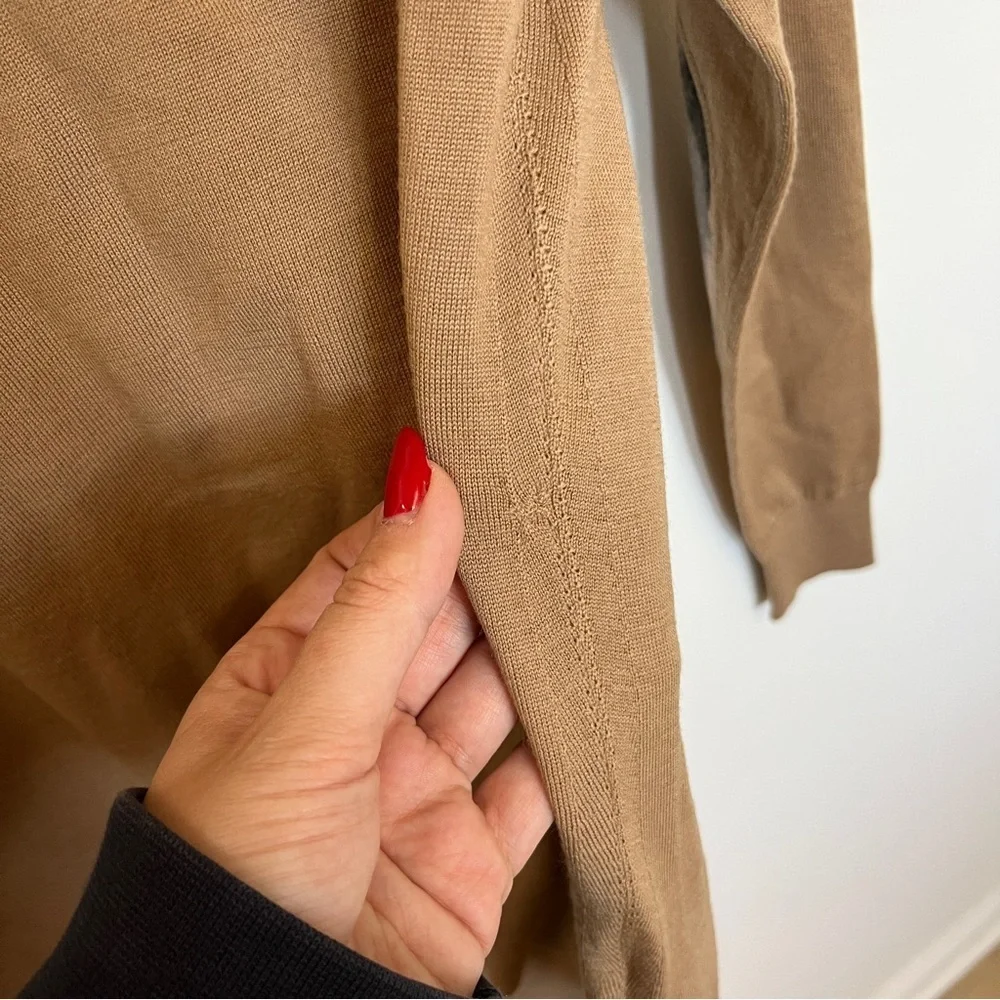 Burberry Classic Tan Nova Check Elbow Crewneck Sweater Size XS NWOT Repaired